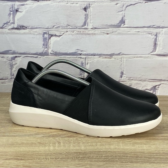 Clarks Shoes Clarks Kayleigh Step Black Leather Slip On Loafers